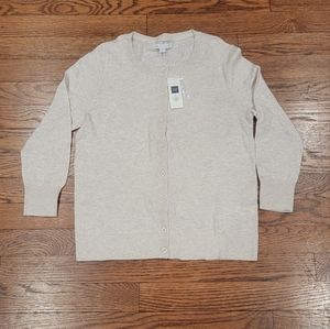 GAP Cotton Crew Buttondown Longsleeve Oatmeal Heather Sweater Size S NWT